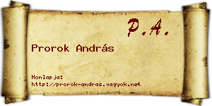 Prorok András névjegykártya