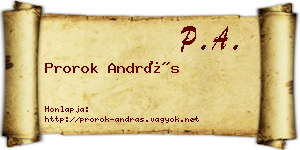 Prorok András névjegykártya